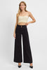 RISEN Black High Rise Ankle Wide Double Button Detail Jeans