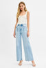 RISEN Light Wash High Waist Wide Leg Pintuck Detailed Jeans