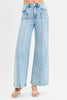 RISEN Light Wash High Waist Wide Leg Pintuck Detailed Jeans