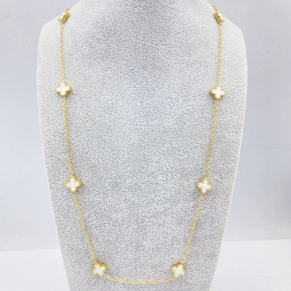 White 18k Dipped Clover Necklace