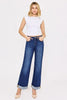 RISEN Dark Wash Tummy Control High Rise Wide Leg Cuffed Jeans