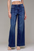 HIDDEN Dark Wash High Rise Pintuck Wide Jeans