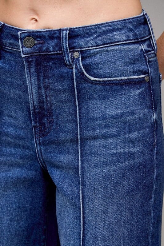 HIDDEN Dark Wash High Rise Pintuck Wide Jeans