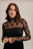 Black Mock Neck Sheer Lace Top