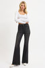 RISEN Black High Rise Flare Raw Cut Hem Jeans