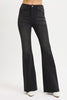 RISEN Black High Rise Flare Raw Cut Hem Jeans