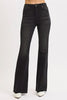 RISEN Black High Rise Flare Raw Cut Hem Jeans