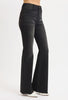 RISEN Black High Rise Flare Raw Cut Hem Jeans