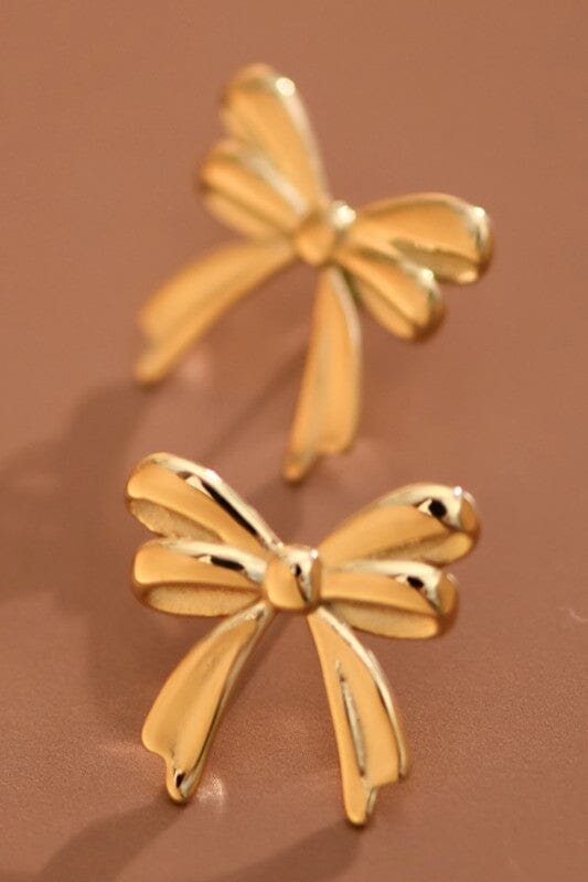 18k Gold Plated Bow Stud Earrings