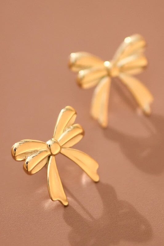 18k Gold Plated Bow Stud Earrings