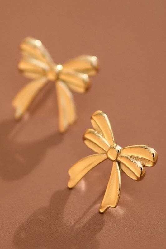 18k Gold Plated Bow Stud Earrings