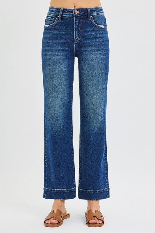 RISEN Dark Wash High Rise Straight Jeans