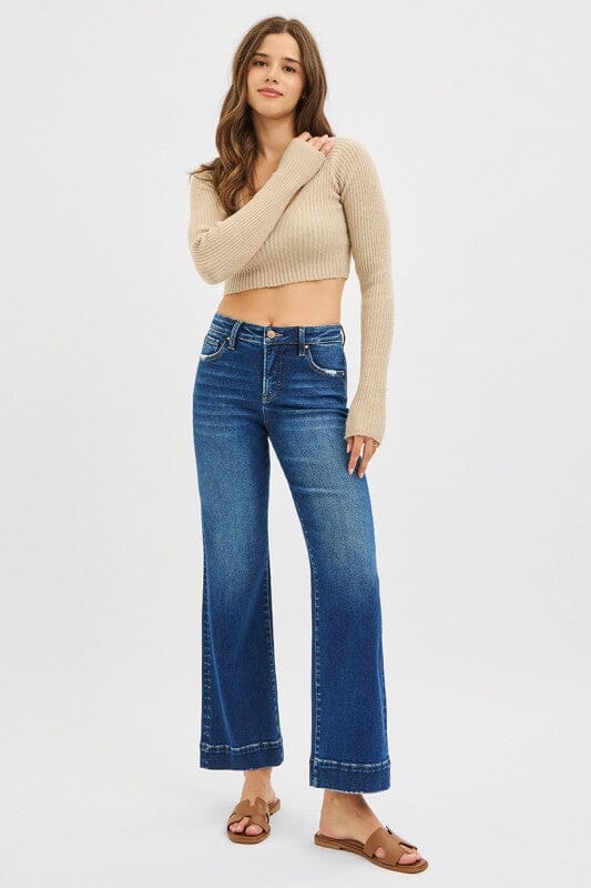 RISEN Dark Wash High Rise Straight Jeans