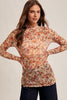 Floral Mesh Mock Neck Top