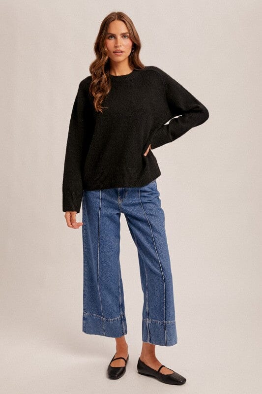 Black Relaxed Boxy Sweater