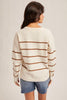 Mocha Stripe Split Neckline Sweater