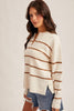Mocha Stripe Split Neckline Sweater