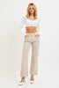 RISEN Almond Tummy Control High Rise Ankle Textured Straight Leg Jeans