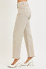 RISEN Almond Tummy Control High Rise Ankle Textured Straight Leg Jeans
