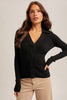 Black Front Twist Collard Knit Top