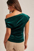 Hunter Green Asymmetrical Neckline Velvet Top
