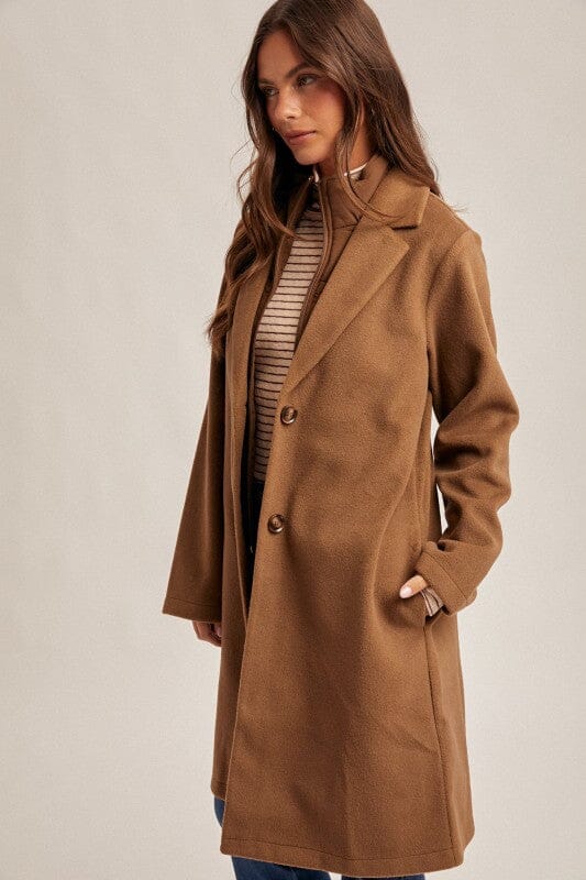 Mocha Single-Breasted Coat
