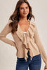 Taupe Ruffle Long Sleeve Rib Top