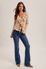 Taupe Ruffle Long Sleeve Rib Top