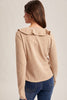 Taupe Ruffle Long Sleeve Rib Top