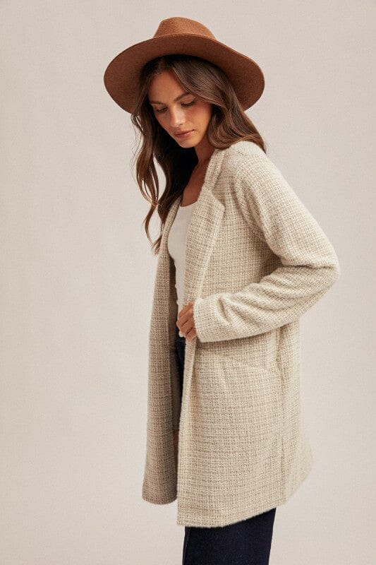 Brushed Houndstooth Light Weight Coatigan