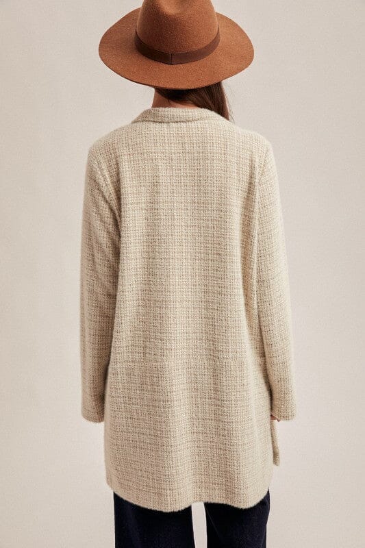 Brushed Houndstooth Light Weight Coatigan