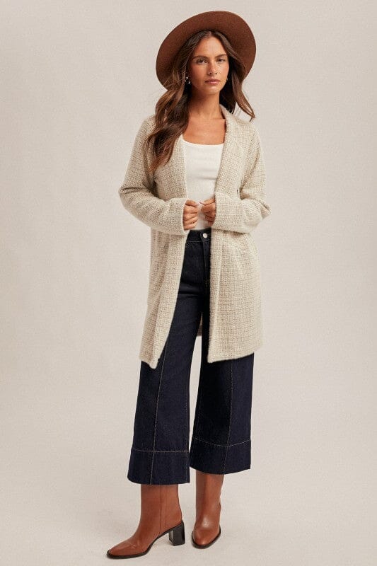 Brushed Houndstooth Light Weight Coatigan