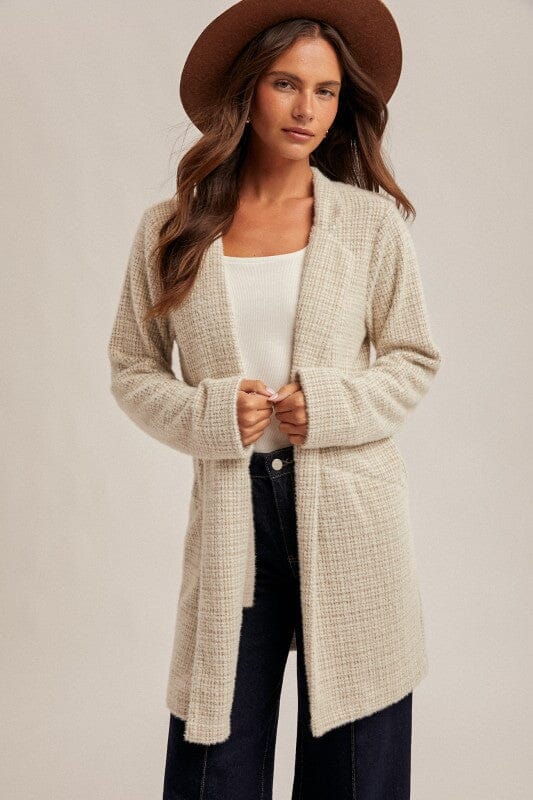 Brushed Houndstooth Light Weight Coatigan