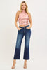 RISEN Dark Wash Tummy Control High Rise Crop Bootcut Jeans