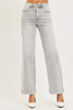 RISEN Light Grey High Rise Ankle Wide Jeans