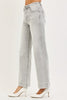 RISEN Light Grey High Rise Ankle Wide Jeans