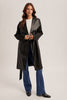 Mixed Faux Leather Belted Coat