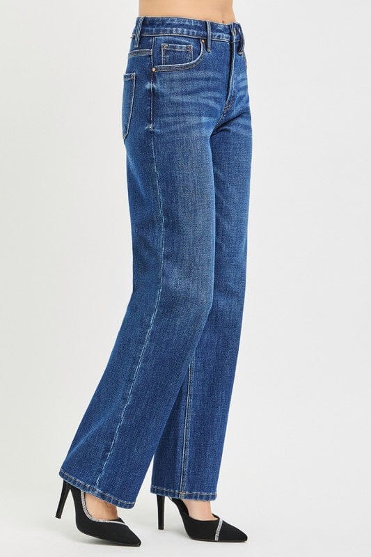 RISEN Dark Wash Tummy Control 4-way Stretch High Rise Straight Leg Jeans