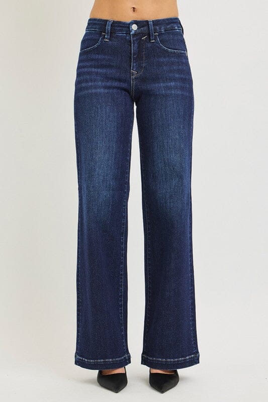 RISEN Tummy Control Mid Rise Wide Leg Jeans