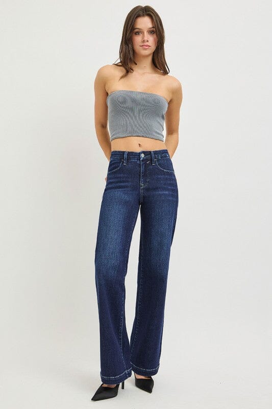 RISEN Tummy Control Mid Rise Wide Leg Jeans