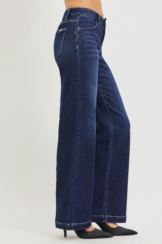RISEN Tummy Control Mid Rise Wide Leg Jeans