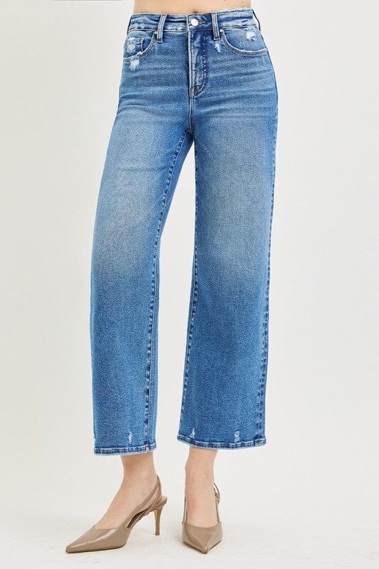 RISEN Tummy Control High Rise Crop Wide Leg Jeans