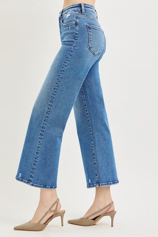 RISEN Tummy Control High Rise Crop Wide Leg Jeans