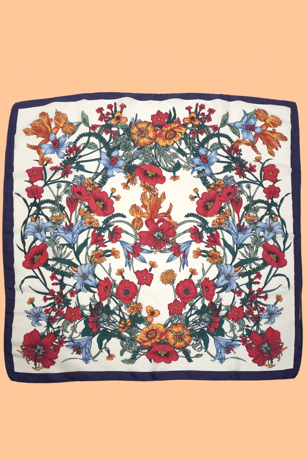 LARGE FLORAL PRINT BANDANA SCARF | 40SC651: OFF WHITE