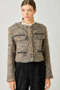 61191 Fringe Tweed Jacket: Stone/Grey / Small