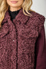61251 Mixed Media Sweater Jacket: Merlot / Small
