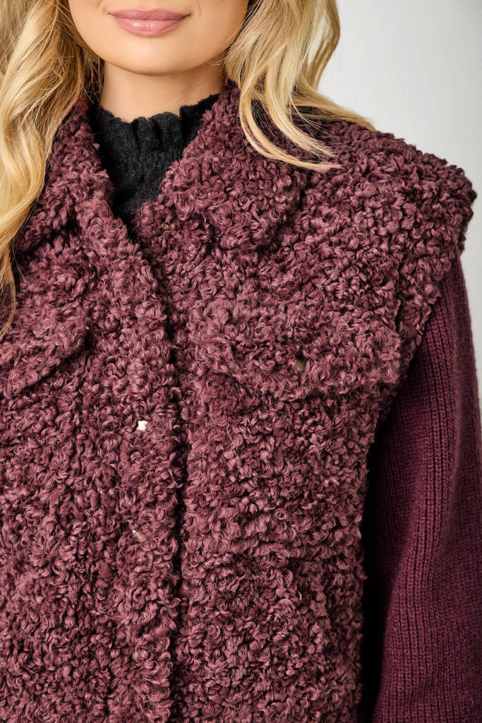 61251 Mixed Media Sweater Jacket: Merlot / Small