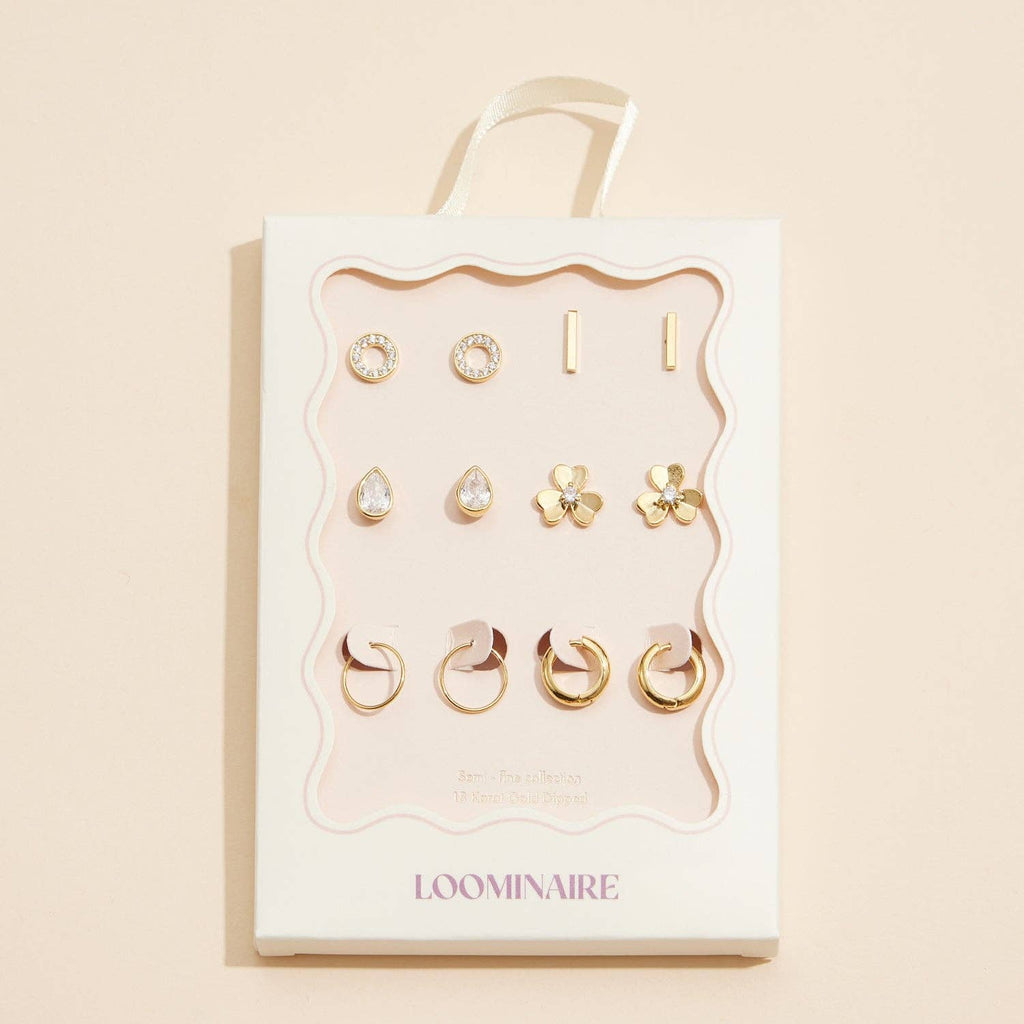 Contemporary Earring Set - 18K Gold Dipped: Gold / One / 4DE38127