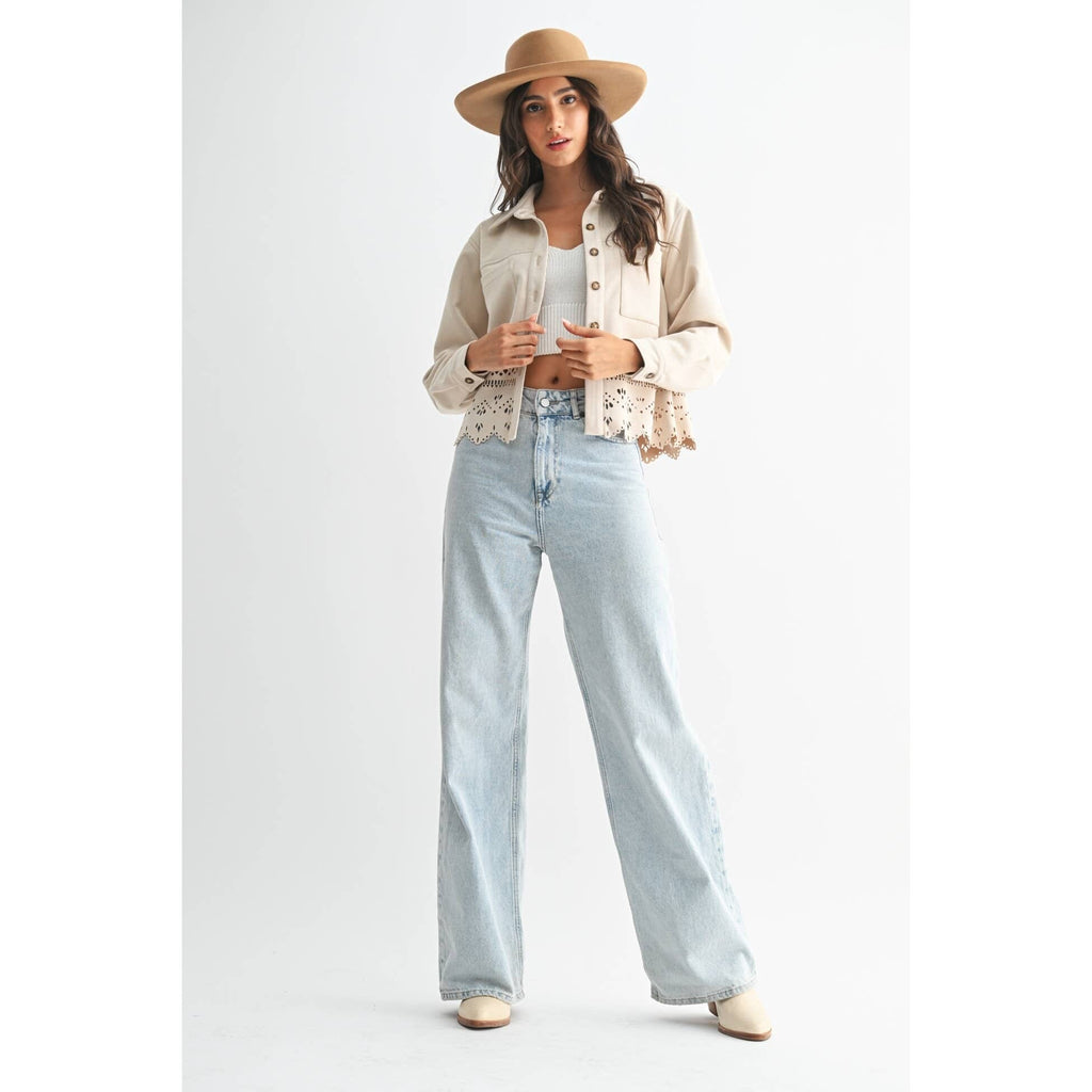 LASERCUT DETAILING JACKET: STONE / S-M-L(3-2-1)