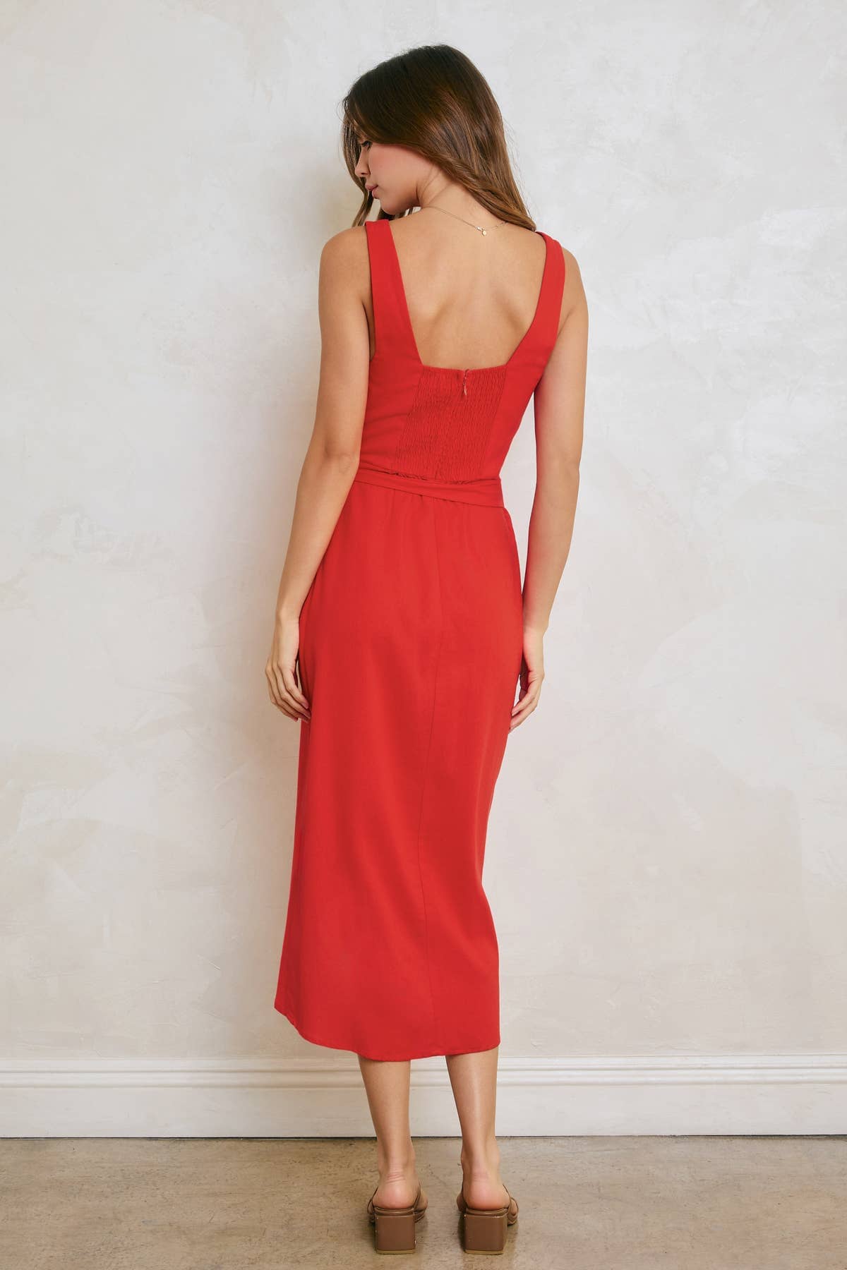 Heaven Sent Tulip Hem Midi Wrap Dress: RED ROUGE / S-M-L(3-2-1)